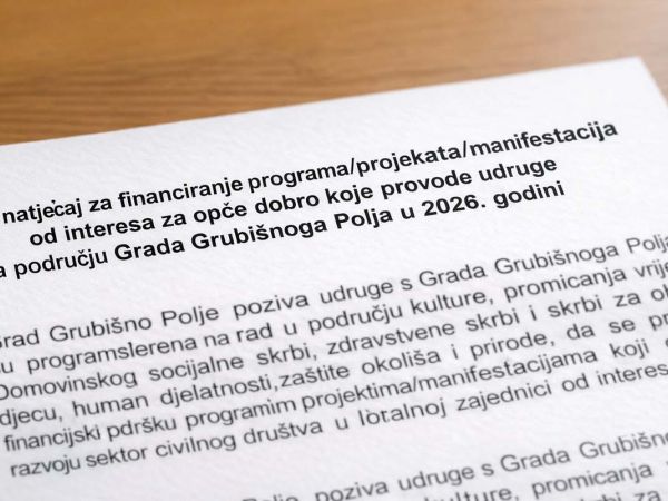 Objavljen Javni natječaj za financiranje programa i projekata koje provode udruge na području Grada u 2026. godini